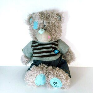 Me to You Gray Tatty Teddy Bear 15" Gray Blue Nose Patches Plush Stuff Toy